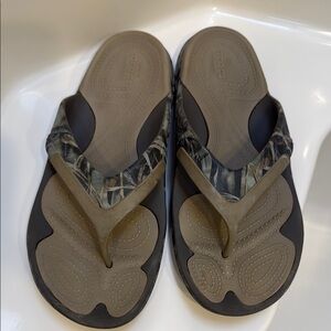 CROCS Brown and Green Camouflage Sandals